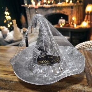 Broomstick Blvd Silver Metal Halloween Chip & Dip Witch Hat Centerpiece Decor